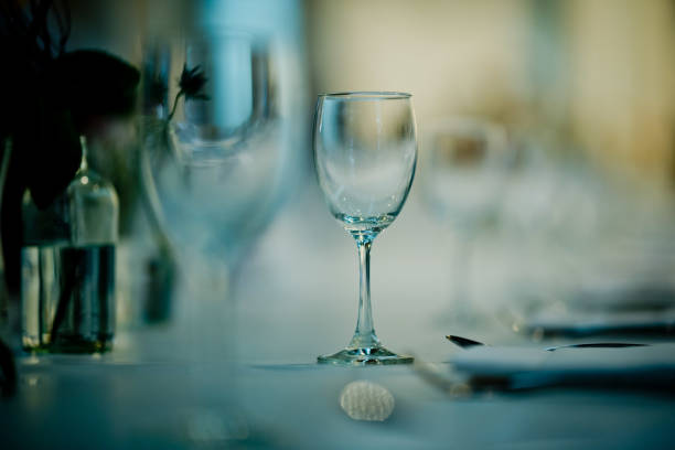 istock empty glasses wine in restaurant, glass water, campaign glass 1217817319