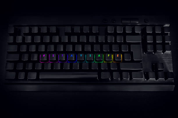 istock Stay safe - Written on RGB backlit keyboard 1217820008
