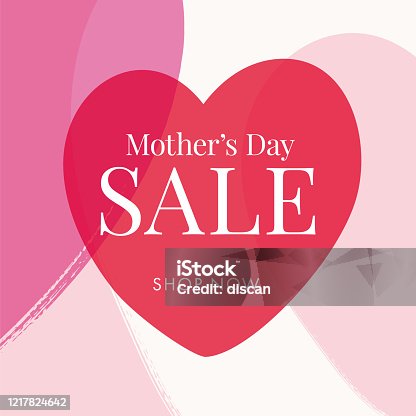 istock Mother’s Day sale background with hearts frame. 1217824642