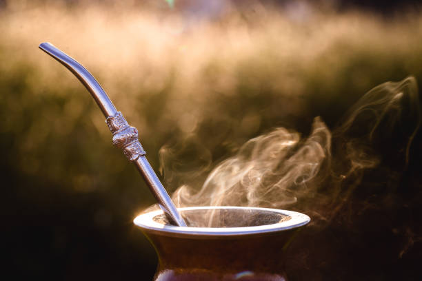 yerba mate. chimarrôo, boisson typique de l’amérique du sud, jour chimarrôo, herbe mate chaud. boisson chaude en amérique du sud. symbole gaucho. - rio grande photos et images de collection