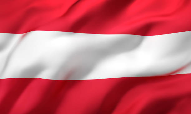風に吹くオーストリアの国旗 - オーストリア ストックフォトと画像