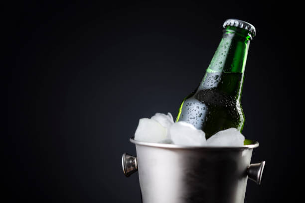 istock Bottle of beer in ice 1217830534