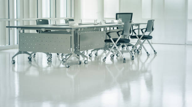 istock Modern Interior meeting room with evening sunset 1217830563