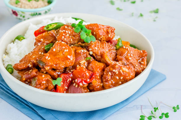 istock Fried Fish with Chili Indo-Chinese Cuisine, Garnished with Fresh Micro Greens 1217831006