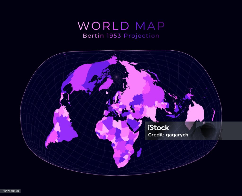 World Map Jacques Bertins 1953 Projection Stock Illustration - Download  Image Now - Abstract, Arrival, Art - iStock