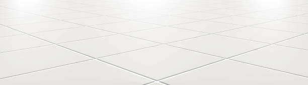 廚房或浴室的瓷磚在3d。逼真的白色方形陶器。透視和光 - 向量插圖。 - 地板 圖片 幅插畫檔、美工圖案、卡通及圖標