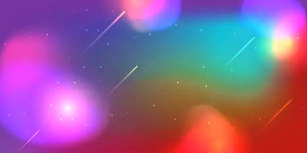 Vector illustration of Colorful blurred background. Abstract modern and futuristic space. Fantasy galaxy with stars and lights.