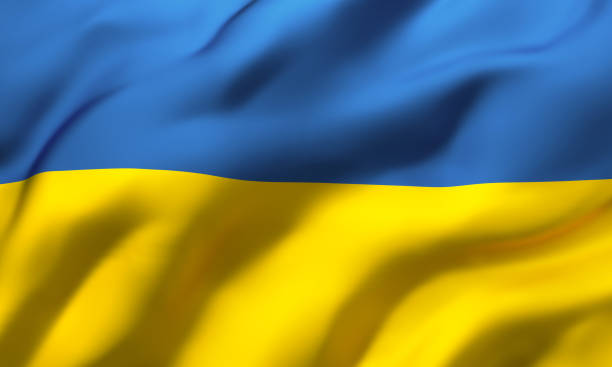 istock Flag of Ukraine blowing in the wind 1217834426