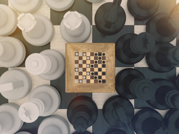 koncepcja gry szachowej dla pomysłów i konkurencji i strategii lub hipoteza symulacji, koncepcja teorii.. - hypothesis zdjęcia i obrazy z banku zdjęć