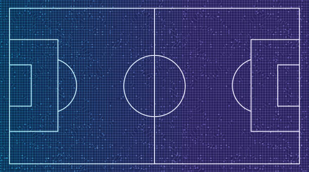 デジタル技術の背景、ベクトル上の将来のサッカー分野。 - football backgrounds black sport点のイラスト素材／クリップアート素材／マンガ素材／アイコン素材