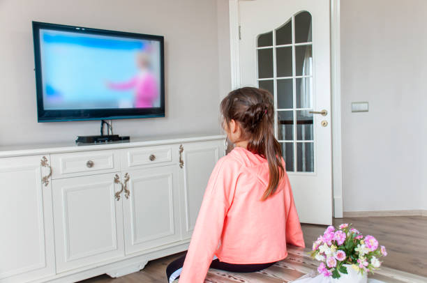 istock Cute girl online education at home 1217841482