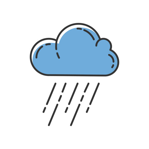 downpour blau farbe symbol. gewitter. wolke, starke regenfälle. stürmischer, strömender regen. meteorologisches phänomen. wetterereignis. monsun. regenzeit. isolierte vektor-illustration - when it rains it pours stock-grafiken, -clipart, -cartoons und -symbole