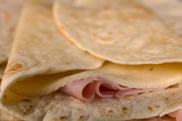 Pancakes, ham and cheese burritos