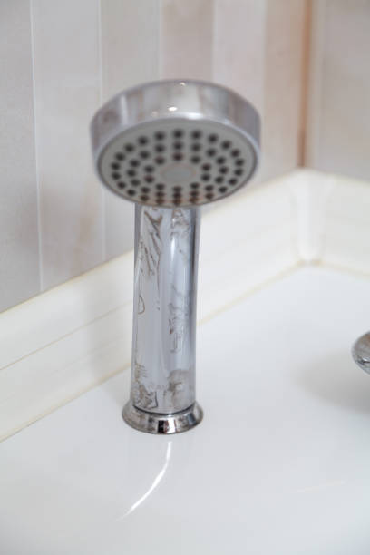 istock Steel shower head is on bathroom 1217854838