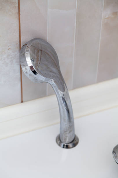 istock Steel shower head is on bathroom 1217854857