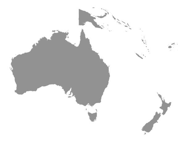 ilustrações, clipart, desenhos animados e ícones de mapa da região da oceania - australia