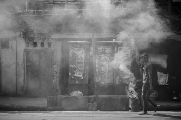 Kolkata,West Bengal/India-14-10-2018:a boy taking smokey walk in a morning