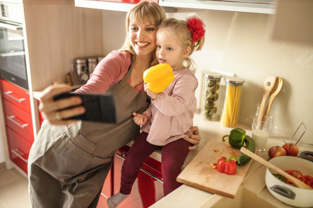 istock Mother and daughter preparing and taking a selfie by mobile phone 1217856498