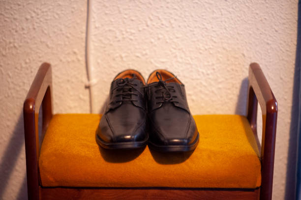 istock Pair of men's wedding shoes 1217858058
