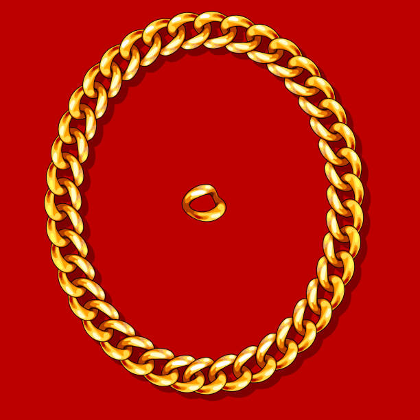 złoty łańcuch. ramka wektorowa. clipart. - gold chain chain circle connection stock illustrations