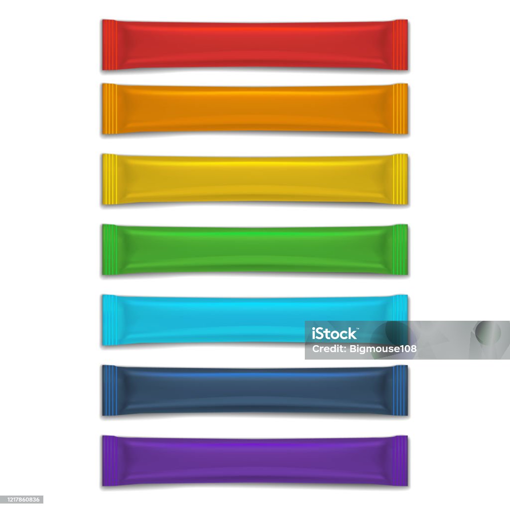 Color Stick Template Realistic 3d Detailed Color Blank Packing Stick Template Mockup Set ...