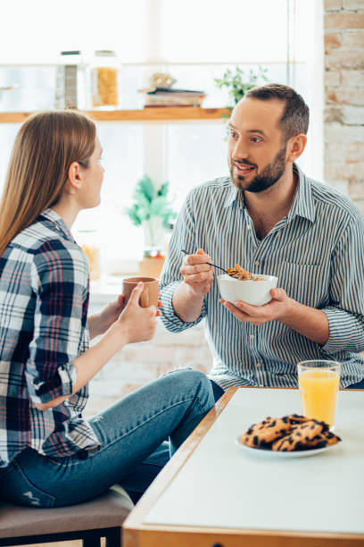 istock Couple communicating at the breakfast stock photo 1217862438