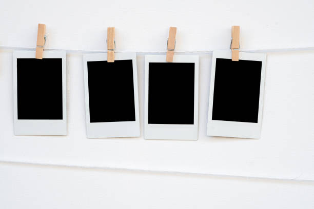 istock Blank photo memory hanging on the rope 1217863410