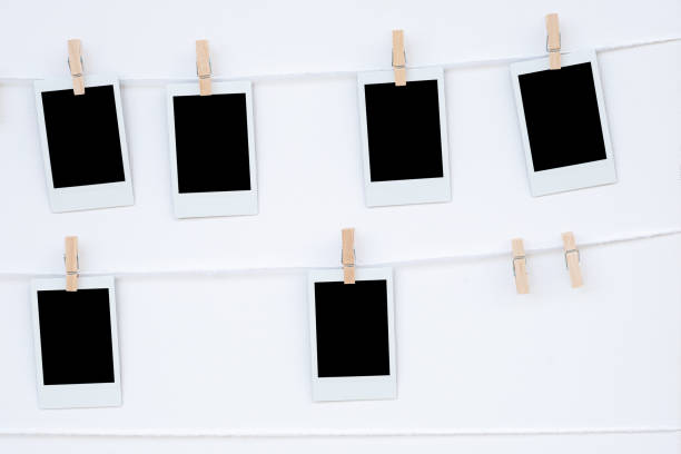 istock Blank photo memory hanging on the rope 1217863477