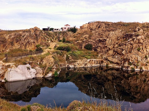 The old granite quarry serves as a pond.