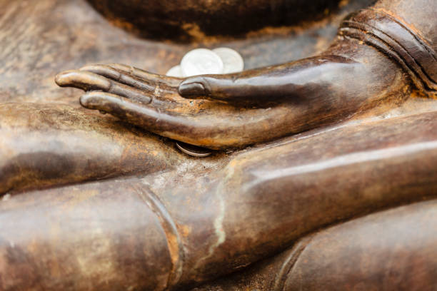 Wat Phra That Doi Suthep buddha temple statue hand close-up in Chiang Mai, Thailand