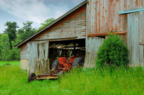 Old weathered barn with old tractor-Grant County Indiana