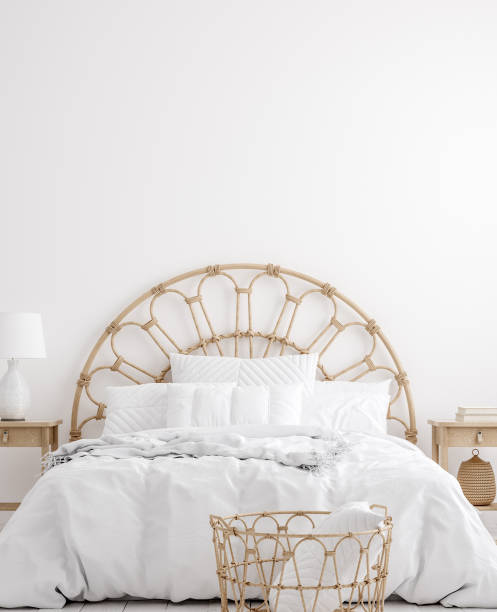 istock Mockup frame in farmhouse bedroom interior background 1217873189