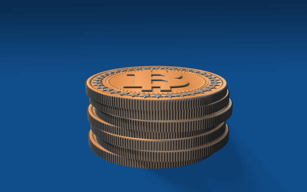 istock Bitcoin Coins are Piled Together Against Blue Background 1217875707