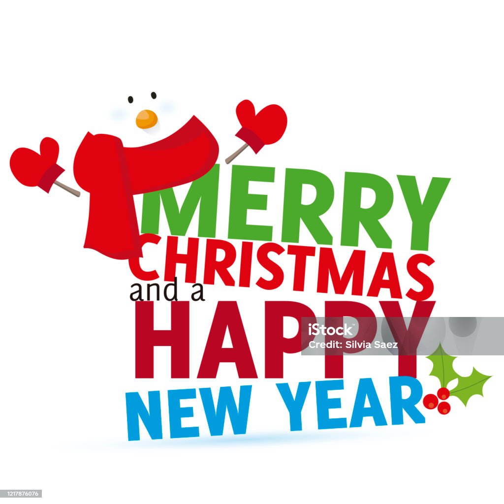 Christmas Greeting Card Design Snowman Cartoon Merry Christmas And ...
