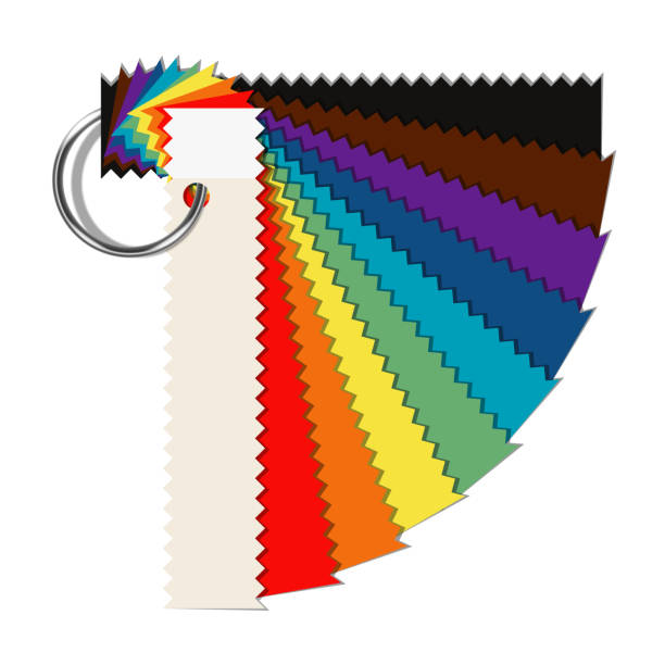Color Bridge Guide Set new cotton fabric or paper fan colour bridge palette sample swatch book guide set, stock vector illustration clip art layout isolated on white background matrix color chart stock illustrations
