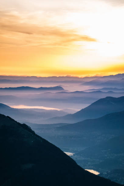 Winter morning sunrise over mountain scene