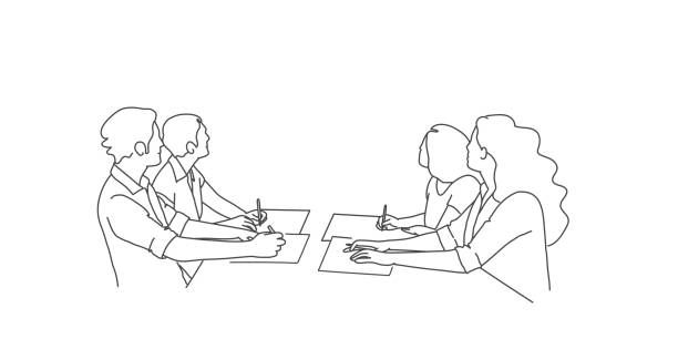 деловая встреча - brainstorming meeting marketing business stock illustrations