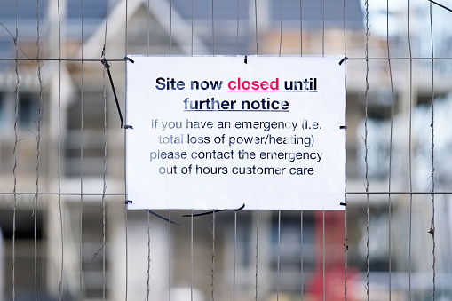 Construction site closed until further notice due to coronavirus