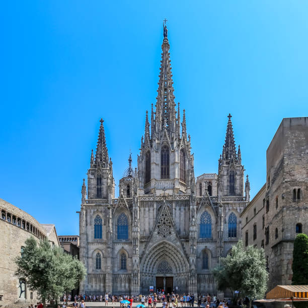 istock Cathedral of Barcelona in summer 1217881125