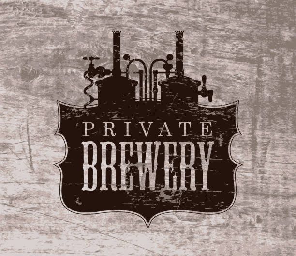 ilustrações de stock, clip art, desenhos animados e ícones de vintage banner with a private brewery logo - branding design marketing rubber stamp