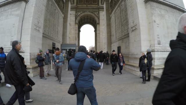 The famous Arc de Triomphe in Paris, France