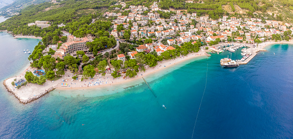 Aerial view of Brela in summer, Croatia