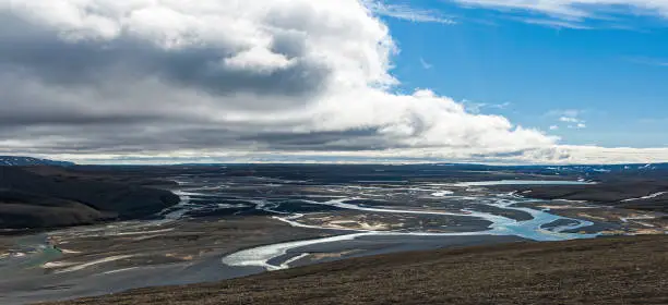 Photo of Braided River Bed on the Cunningham River, Somerset Island, Nunavut, Canada, Canadian Arctic,