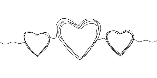 Ilustración de Dibujo Continuo De Una Línea Del Corazón Símbolo Del Amor  Garabato Dibujado A Mano Minimalismo De Tres Corazones Lineal Artístico Con  Textura Lápiz y más Vectores Libres de Derechos de