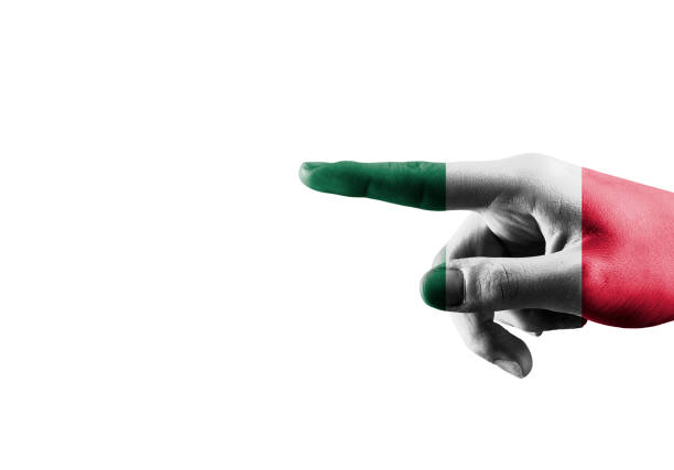 istock SHOWING - Hand with ITALY FLAG pointing over empty space for text / Flag concept (Click for more) 1217895286