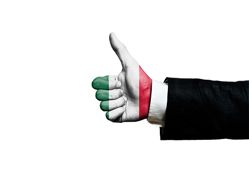Businessman with thumbs up and ITALY FLAG / Flag concept (Click for more)