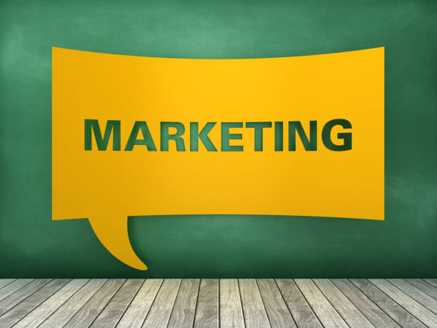 istock Speech Bubble with MARKETING Word on Chalkboard - 3D Rendering 1217898543