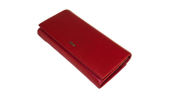 istock Isolated red leather wallet on white background 1217900005