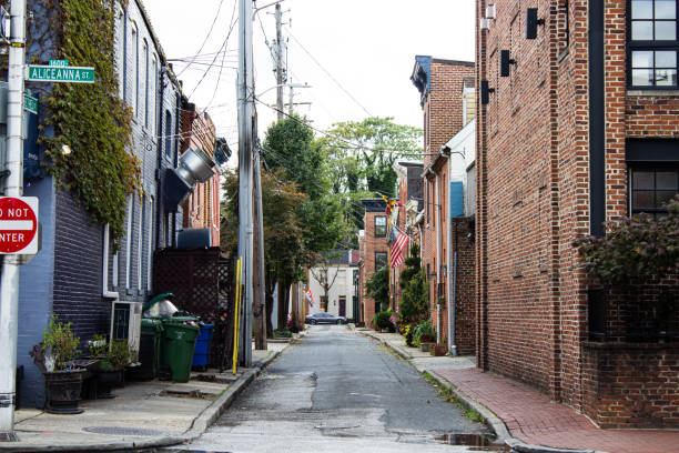 Residential streets of center city Philadelphia. Spring blossoms.