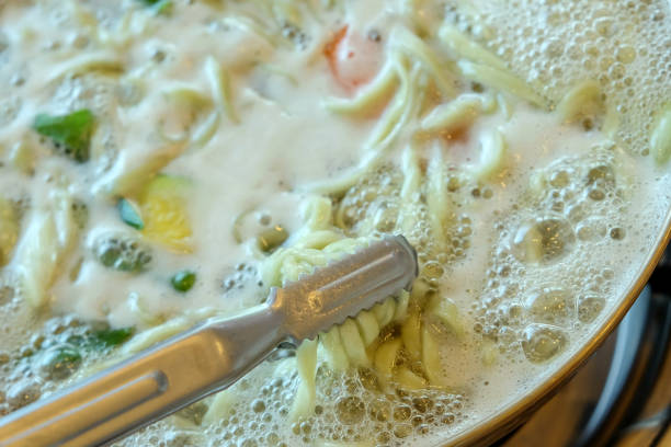 Healthy vegetables and noodles hot pot